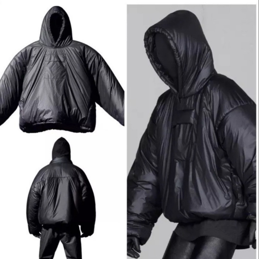 Men's YEEZY GAPxBalenciaga Black Hooded Pullover Puffer Jacket NEW